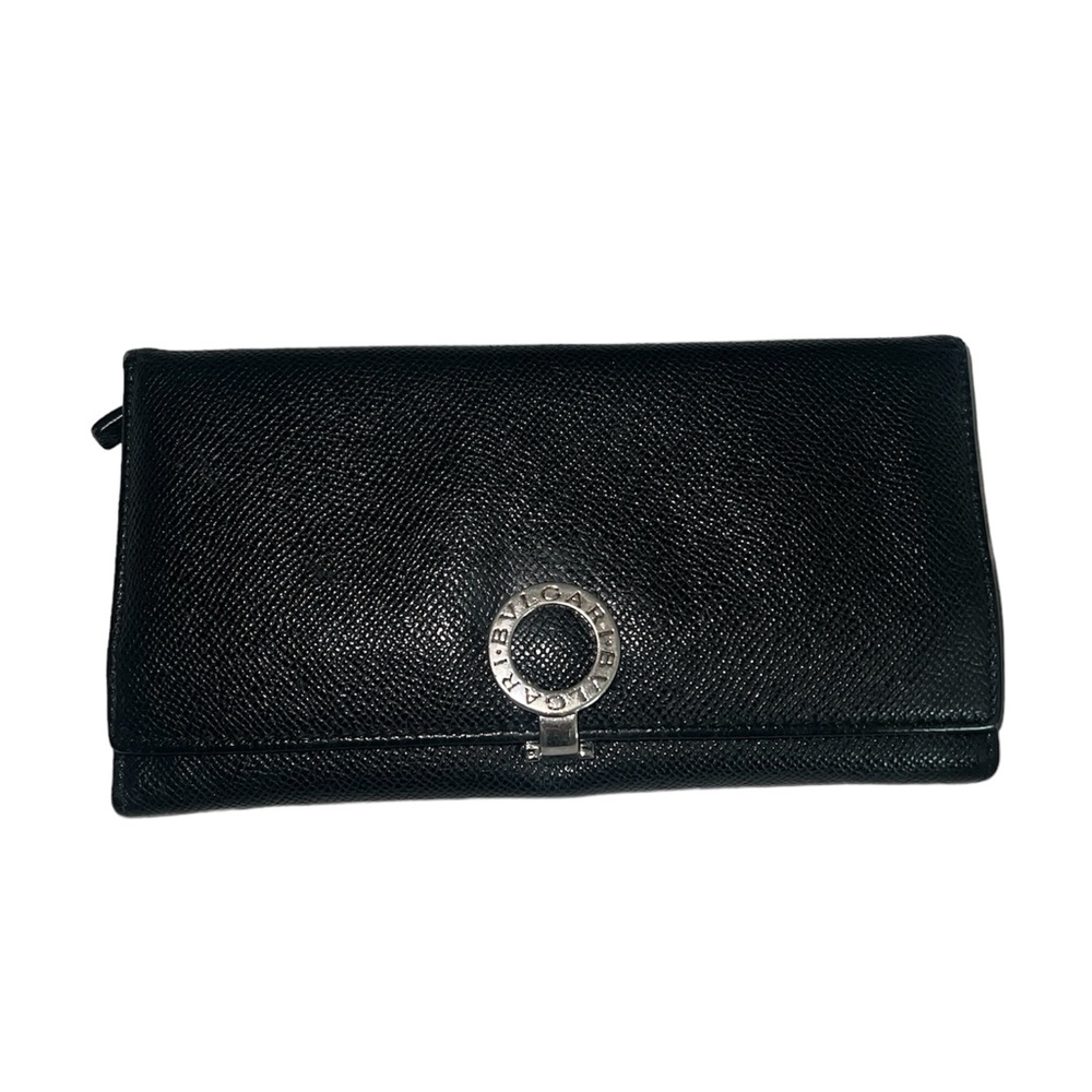 Bulgari Black Leather Continental Wallet
